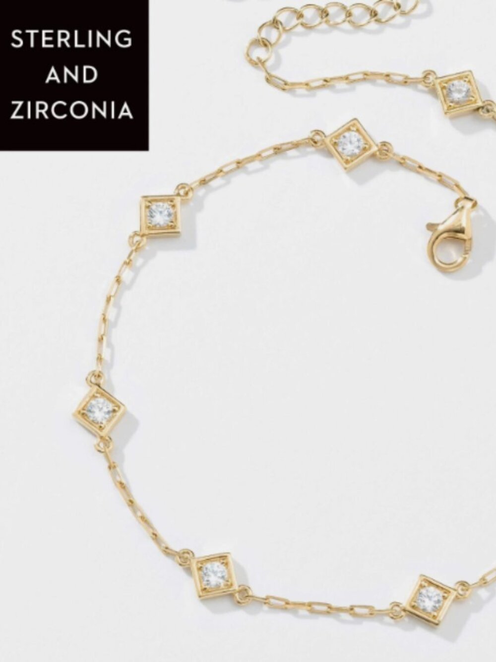 All Times Anklet Touchstone Crystal Gold Platted Over Sterling Silver NIB